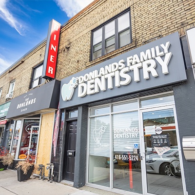 Close-up of woman’s perfect teeth after a smile makeover in East York