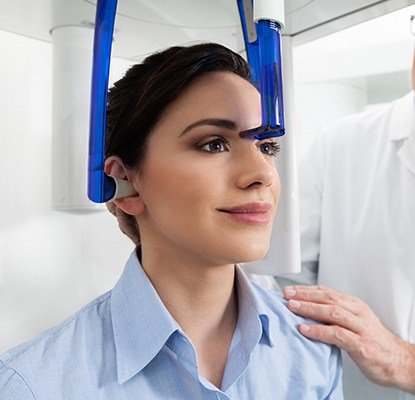 Woman receiving 3D x-rays