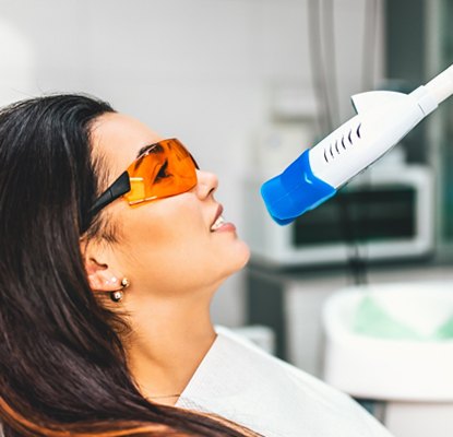 person getting their teeth whitened